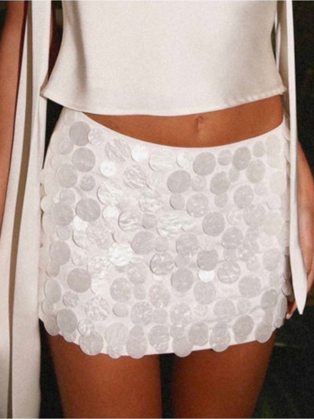 Peppermayo Movie Star Mini Skirt - Pearl Shell Sequin
